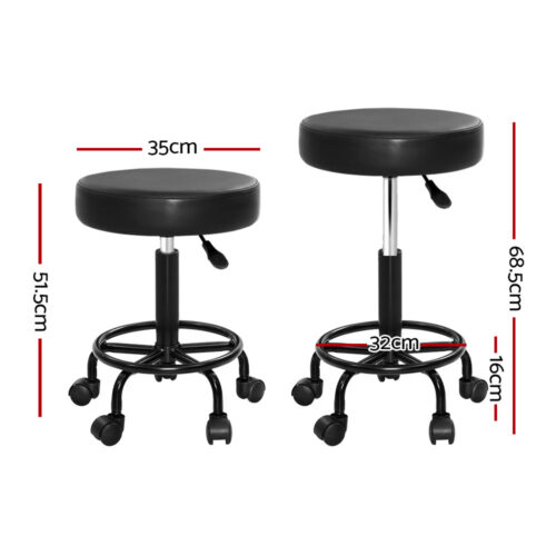 Artiss 2x Salon Stool Round Swivel Chair - Image 3