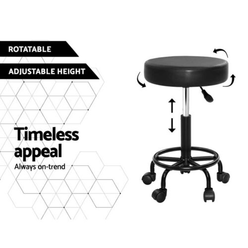 Artiss 2x Salon Stool Round Swivel Chair - Image 10