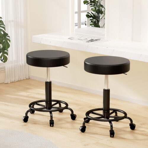 Artiss 2x Salon Stool Round Swivel Chair - Image 13