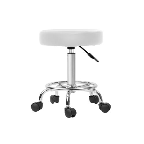 Artiss 2x Salon Stool Round Swivel Chair White - Image 5