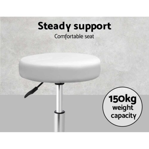 Artiss 2x Salon Stool Round Swivel Chair White - Image 9