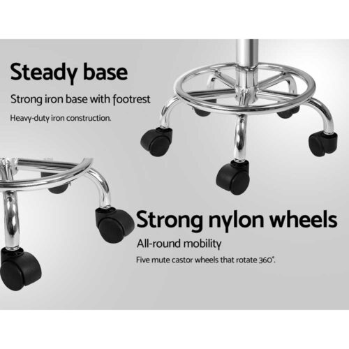 Artiss 2x Salon Stool Round Swivel Chair White - Image 14
