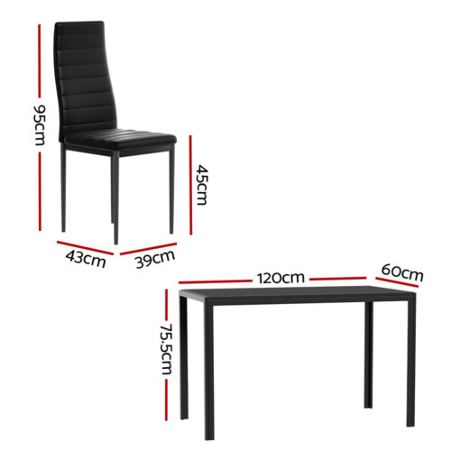 Artiss Dining Chairs and Table Dining Set 6 Chair Set Of 7 Black - Image 3
