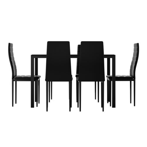 Artiss Dining Chairs and Table Dining Set 6 Chair Set Of 7 Black - Image 4