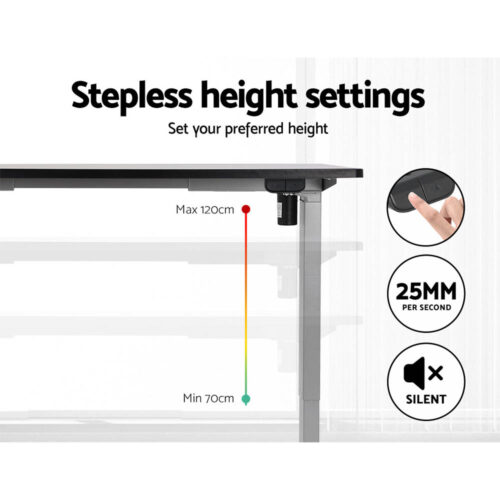 Artiss Standing Desk Motorised 120CM Black - Image 4