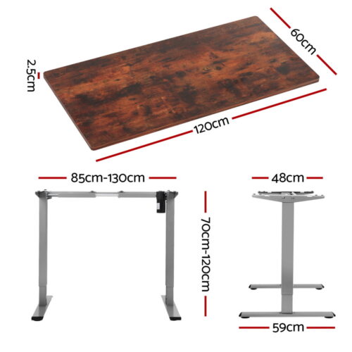 Artiss Standing Desk Motorised 120CM Rustic Brown - Image 2