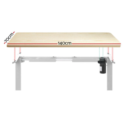 Artiss Standing Desk Motorised Sit Stand Desks White Oak 140CM - Image 3