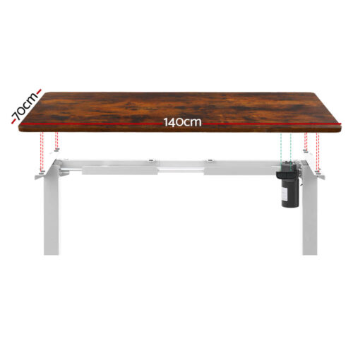 Artiss Standing Desk Motorised Sit Stand Desks Rustic Brown 140CM - Image 3