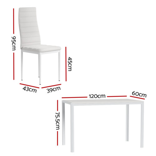 Artiss Dining Chairs and Table Dining Set 6 Chair Set Of 7 White - Image 3