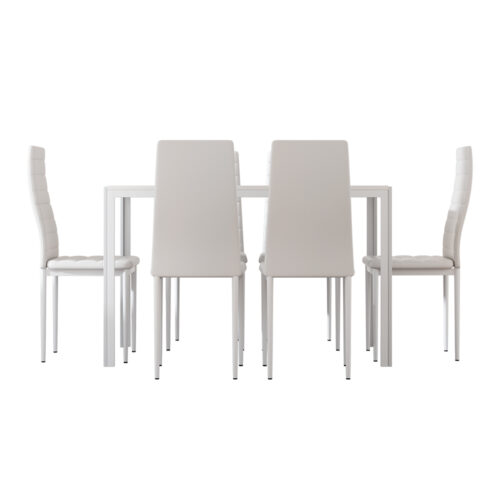 Artiss Dining Chairs and Table Dining Set 6 Chair Set Of 7 White - Image 4