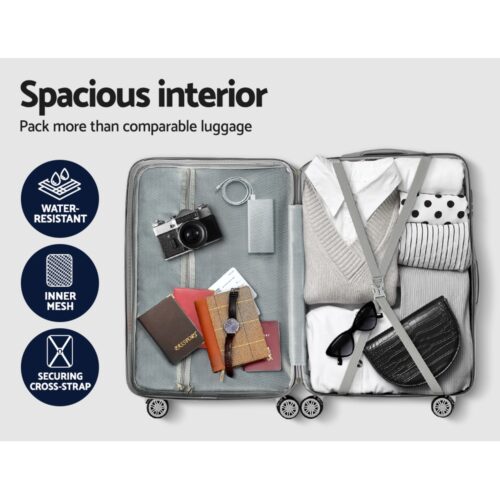 Wanderlite 3 Set Luggage 20-24-28 Inch Suitcase with TSA Lock Carry On Hard Shell Travel Luggage Organiser Case Silver - Image 7