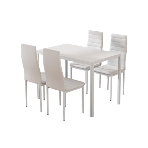 Artiss Dining Chairs and Table Dining Set 4 Chair Set Of 5 White - Image 2