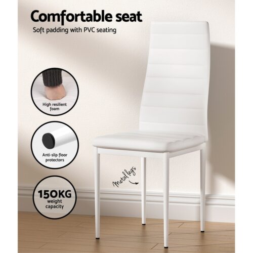 Artiss Dining Chairs and Table Dining Set 4 Chair Set Of 5 White - Image 7