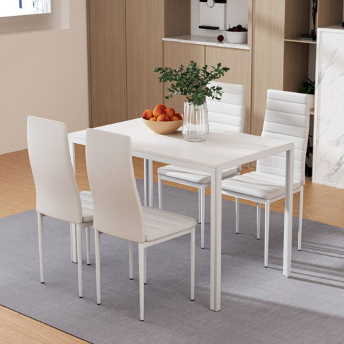 Artiss Dining Chairs and Table Dining Set 4 Chair Set Of 5 White - Image 9