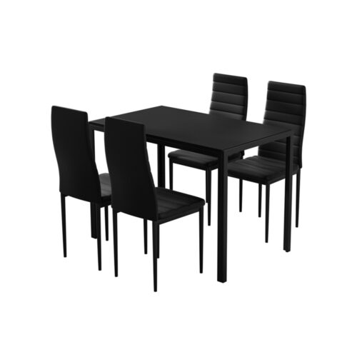 Artiss Dining Chairs and Table Dining Set 4 Chair Set Of 5 Black - Image 2