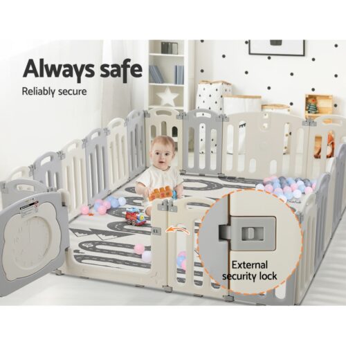 Keezi Baby Playpen 20 Panels Foldable Toddler Fence Safety Play Activity Centre - Image 6