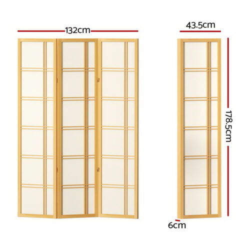 Artiss 3 Panel Room Divider Screen 132x179cm Nova Natural - Image 3