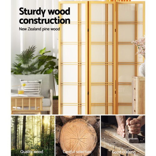 Artiss 3 Panel Room Divider Screen 132x179cm Nova Natural - Image 7