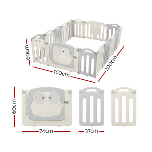 Keezi Baby Playpen 16 Panels Foldable Toddler Fence Safety Play Activity Centre - Image 3