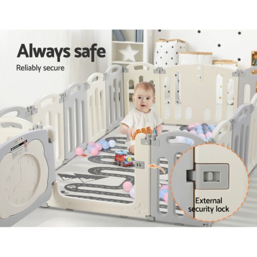 Keezi Baby Playpen 16 Panels Foldable Toddler Fence Safety Play Activity Centre - Image 6