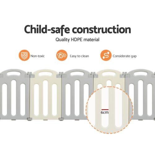 Keezi Baby Playpen 16 Panels Foldable Toddler Fence Safety Play Activity Centre - Image 7