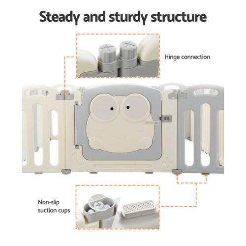 Keezi Baby Playpen 16 Panels Foldable Toddler Fence Safety Play Activity Centre - Image 8