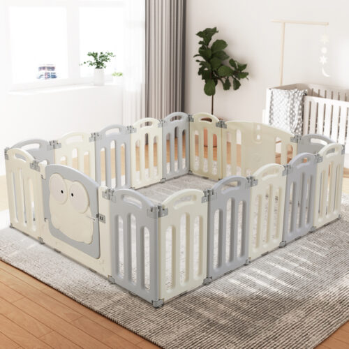 Keezi Baby Playpen 16 Panels Foldable Toddler Fence Safety Play Activity Centre - Image 9