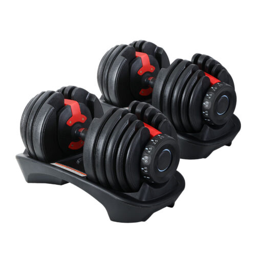 Everfit 24kg Dumbbells Adjustable Dumbbell Weight Plates Home Gym 2pcs - Image 2