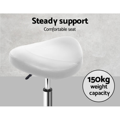 Artiss 2x Salon Stool Saddle Swivel Chair White - Image 7
