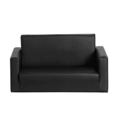 Keezi Kids Sofa 2 Seater Children Flip Open Couch PU Leather Armchair Black - Image 4