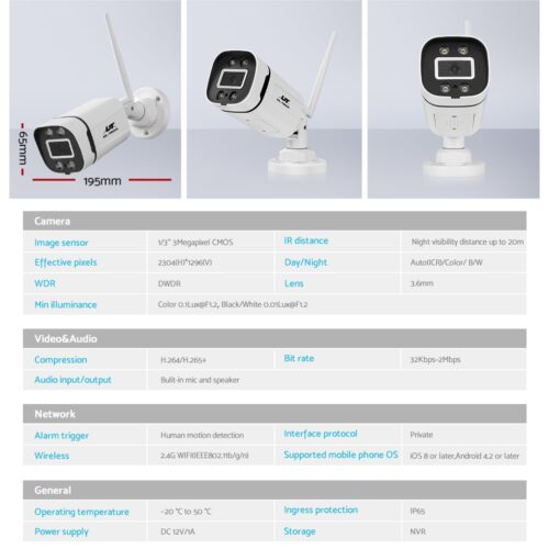 UL-tech Wireless CCTV Security System 8CH NVR 3MP 4 Square Cameras - Image 8