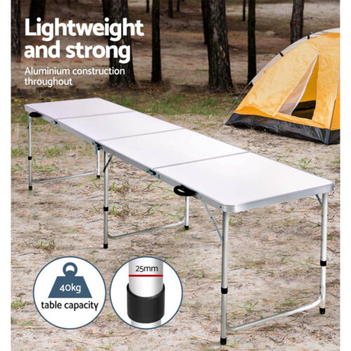 Weisshorn Folding Camping Table 240CM Portable Outdoor Picnic BBQ Aluminium Desk - Image 6