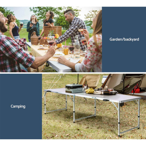 Weisshorn Folding Camping Table 240CM Portable Outdoor Picnic BBQ Aluminium Desk - Image 8