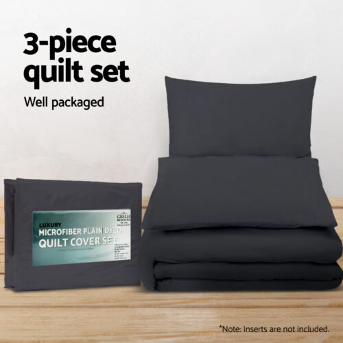 Giselle Bedding Quilt Cover Set Classic Black Queen - Image 6