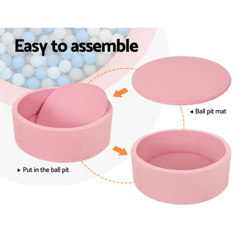 Keezi Kids Ball Pit 90x30cm Ocean Foam Play Pool Barrier Toys Children Pink - Image 5