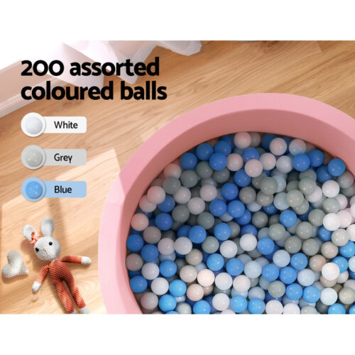 Keezi Kids Ball Pit 90x30cm Ocean Foam Play Pool Barrier Toys Children Pink - Image 7