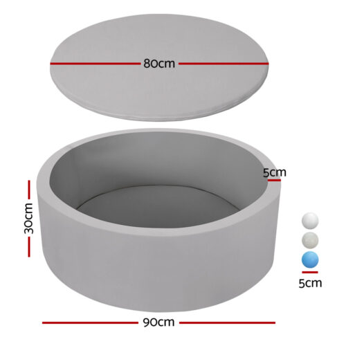 Keezi Kids Ball Pit 90x30cm Ocean Foam Play Pool Barrier Toys Children Grey - Image 3