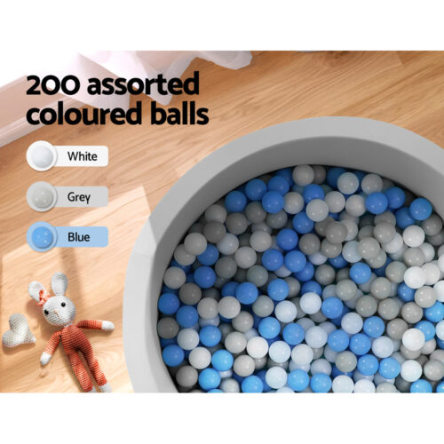 Keezi Kids Ball Pit 90x30cm Ocean Foam Play Pool Barrier Toys Children Grey - Image 7