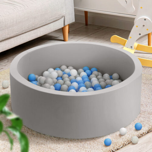 Keezi Kids Ball Pit 90x30cm Ocean Foam Play Pool Barrier Toys Children Grey - Image 9
