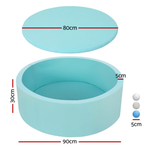 Keezi Kids Ball Pit 90x30cm Ocean Foam Play Pool Barrier Toys Children Blue - Image 3