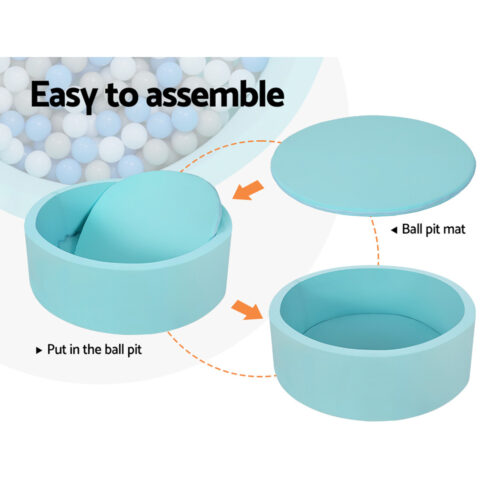Keezi Kids Ball Pit 90x30cm Ocean Foam Play Pool Barrier Toys Children Blue - Image 5