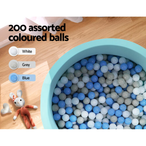 Keezi Kids Ball Pit 90x30cm Ocean Foam Play Pool Barrier Toys Children Blue - Image 7