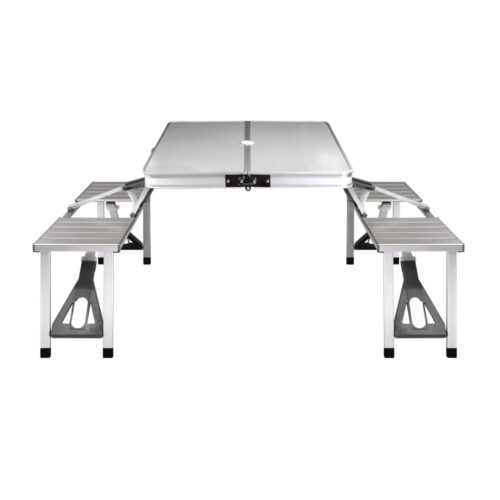 Weisshorn Folding Camping Table Outdoor Picnic BBQ With 2 Bench Chairs Set - Image 4