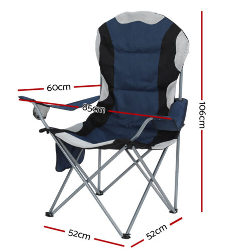Weisshorn Camping Folding Chair Portable Outdoor Hiking Fishing Picnic Navy 2pcs - Image 3