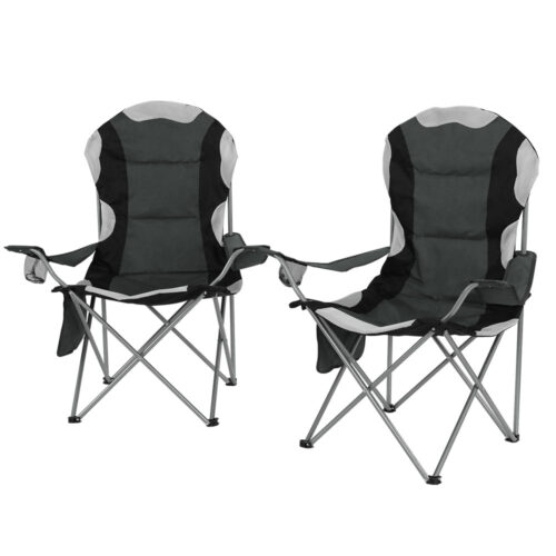 Weisshorn Camping Folding Chair Portable Outdoor Hiking Fishing Picnic Grey 2pcs - Image 2