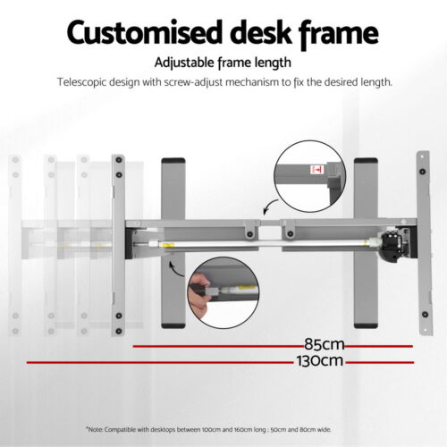 Artiss Electric Standing Desk Frame Only Height Adjustable 70KG Load Grey - Image 5