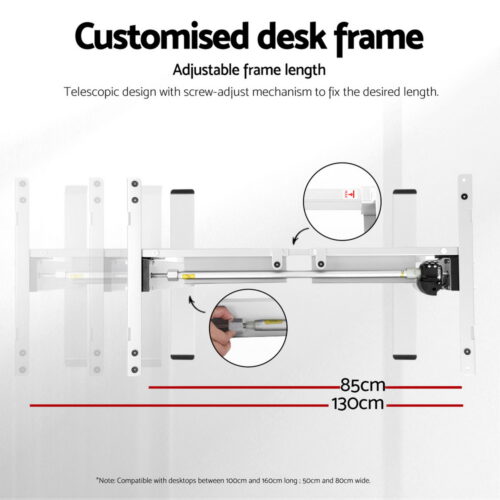 Artiss Electric Standing Desk Frame Only Height Adjustable 70KG Load White - Image 5