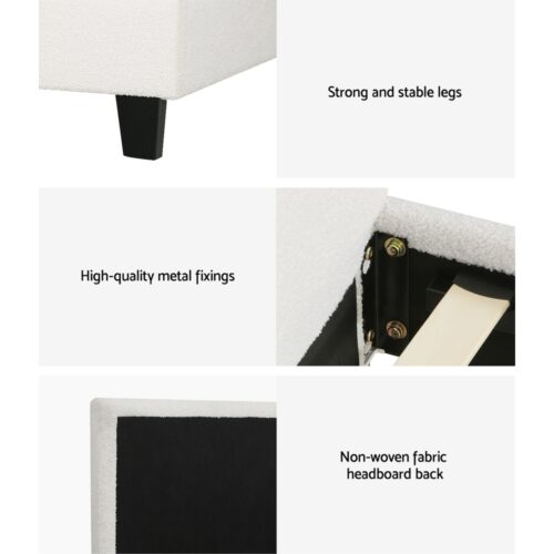 Artiss Bed Frame Single Size Boucle NEO - Image 6