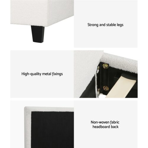 Artiss Bed Frame King Single Size Boucle NEO - Image 6