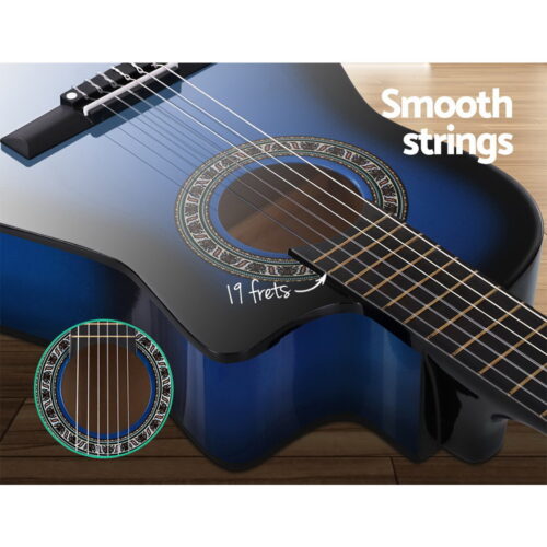 Alpha 34 Inch Classical Guitar Wooden Body Nylon String Beginner Kids Gift Blue - Image 4